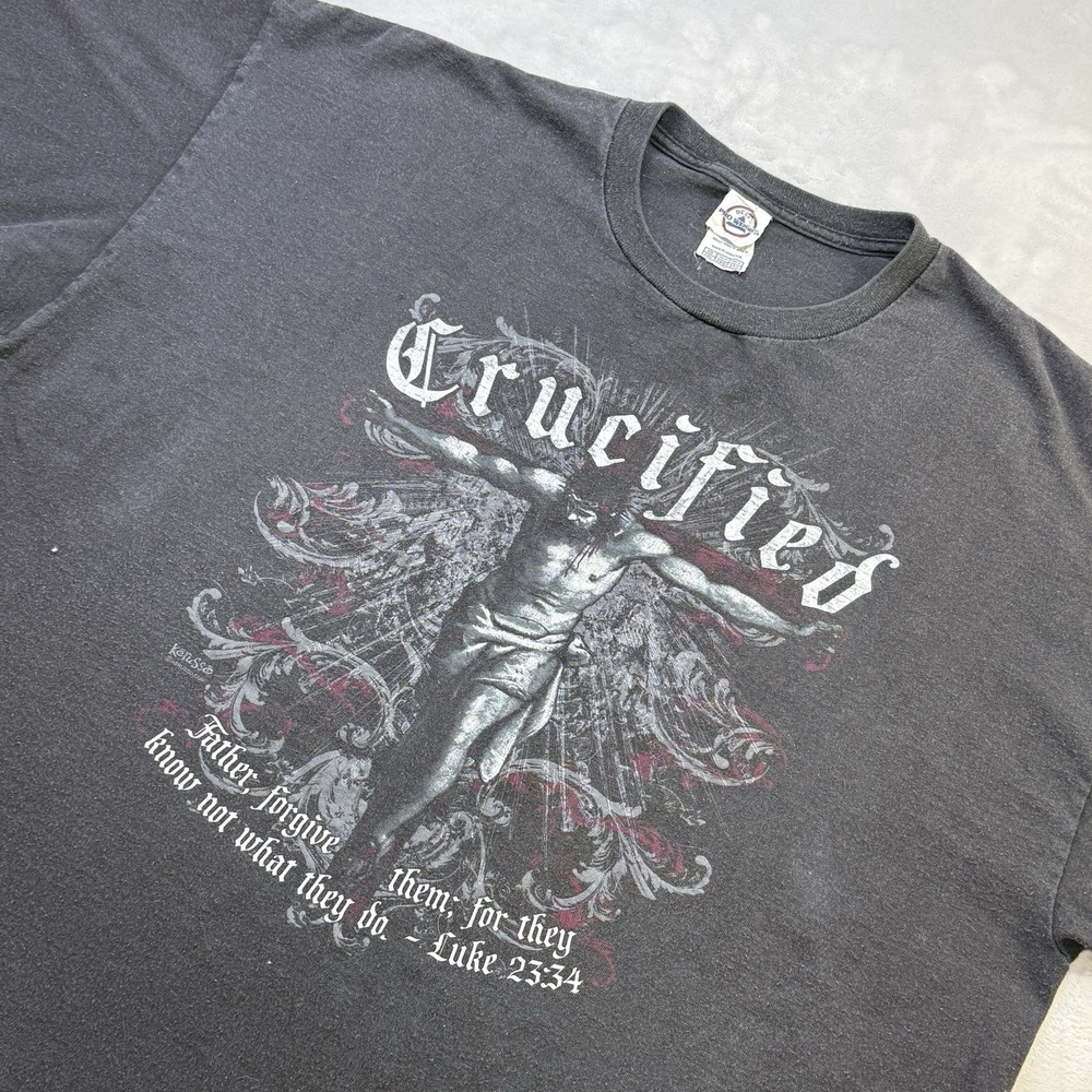 Kerusso Crucified Luke 23:34 Christian T-Shirt Mens 2XL Jesus Cross Graphic